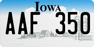 IA license plate AAF350