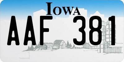 IA license plate AAF381