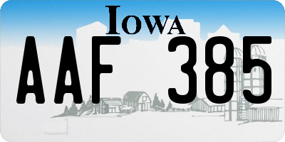 IA license plate AAF385