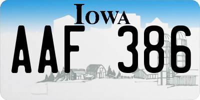 IA license plate AAF386