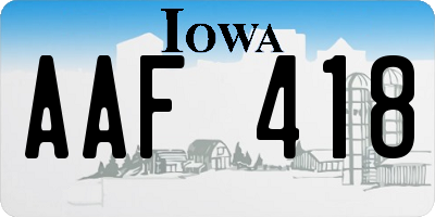 IA license plate AAF418