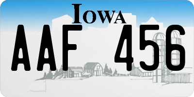 IA license plate AAF456