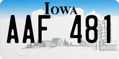 IA license plate AAF481