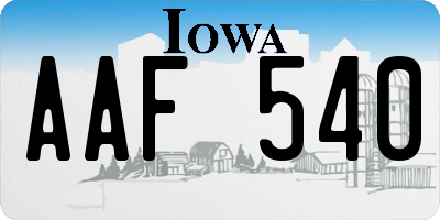 IA license plate AAF540