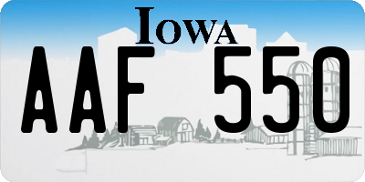IA license plate AAF550