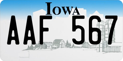 IA license plate AAF567