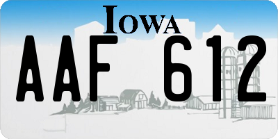 IA license plate AAF612