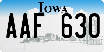 IA license plate AAF630