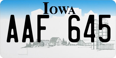 IA license plate AAF645