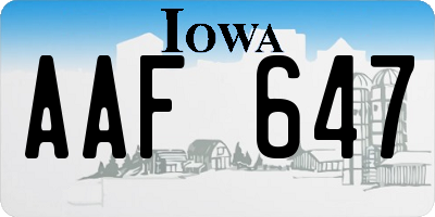 IA license plate AAF647
