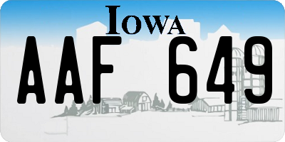 IA license plate AAF649