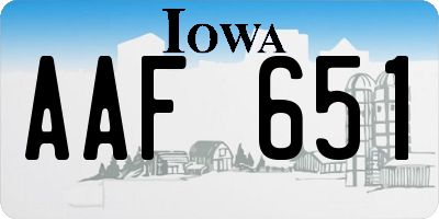 IA license plate AAF651