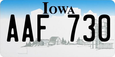 IA license plate AAF730