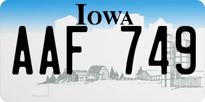 IA license plate AAF749