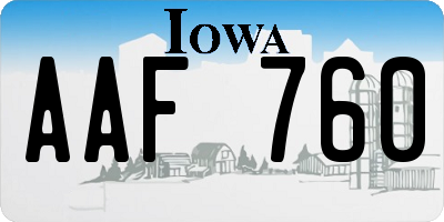 IA license plate AAF760
