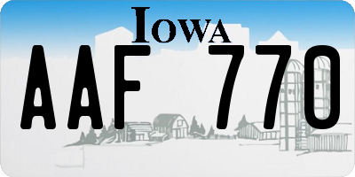 IA license plate AAF770