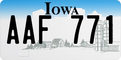 IA license plate AAF771