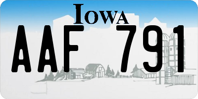IA license plate AAF791