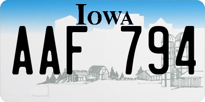 IA license plate AAF794
