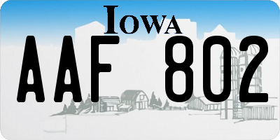 IA license plate AAF802