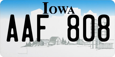 IA license plate AAF808