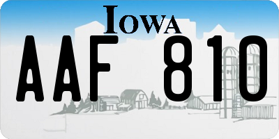 IA license plate AAF810