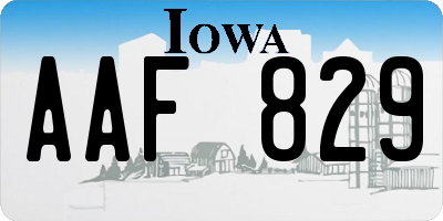 IA license plate AAF829