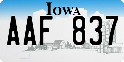 IA license plate AAF837