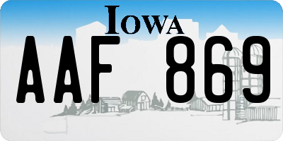 IA license plate AAF869