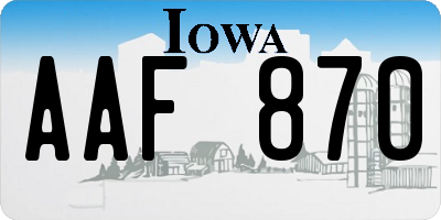 IA license plate AAF870