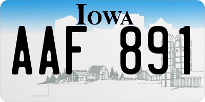 IA license plate AAF891