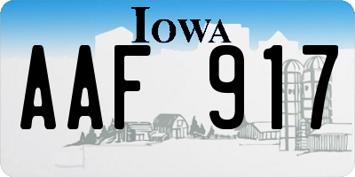 IA license plate AAF917