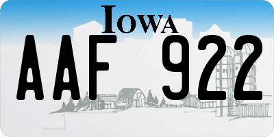 IA license plate AAF922