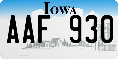 IA license plate AAF930
