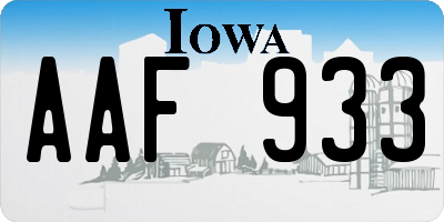IA license plate AAF933