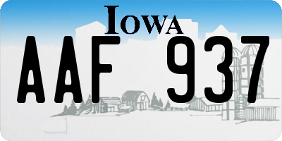 IA license plate AAF937