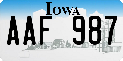 IA license plate AAF987