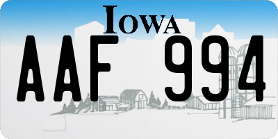 IA license plate AAF994