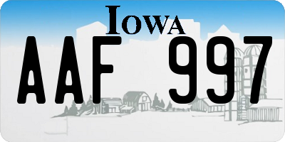 IA license plate AAF997