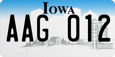IA license plate AAG012