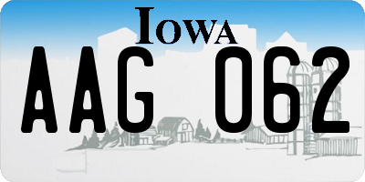 IA license plate AAG062