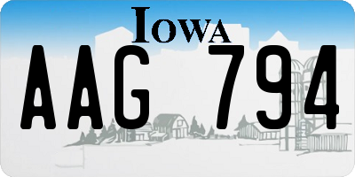 IA license plate AAG794