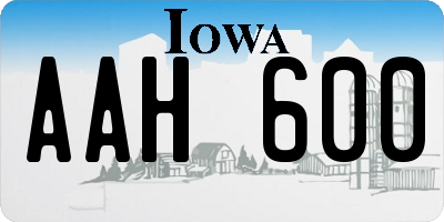IA license plate AAH600