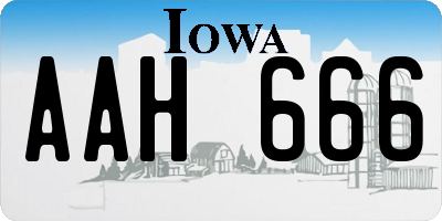 IA license plate AAH666
