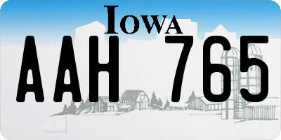 IA license plate AAH765