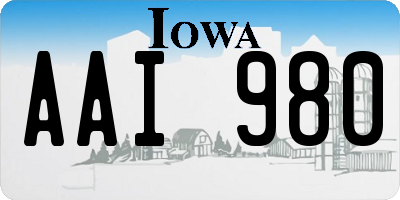 IA license plate AAI980