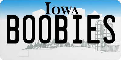 IA license plate BOOBIES