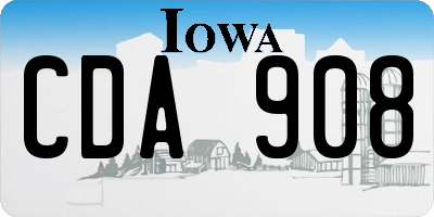 IA license plate CDA908