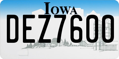 IA license plate DEZ7600