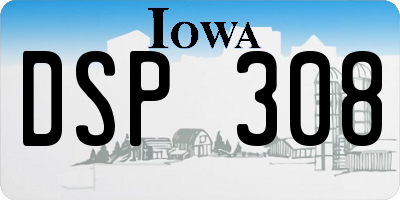 IA license plate DSP308